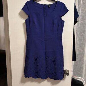 Ann Taylor Loft Sleeveless Laser Cut Lower Shell Scallop Hem Knit Flounce Dress